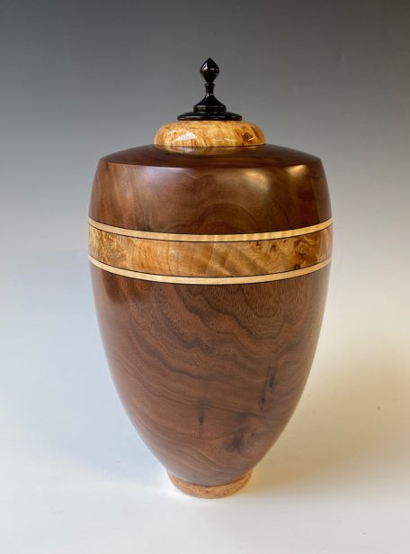 Walnut-Maple Burl Urn